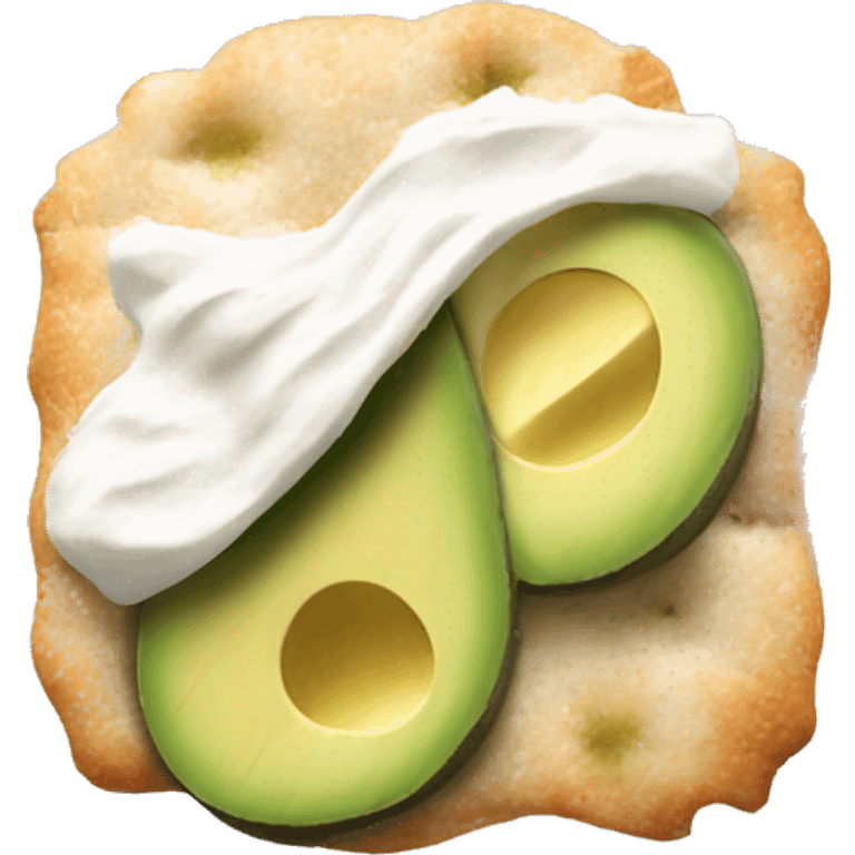 Cracker with cream cheese and chicken and avocado and salt and peper emoji