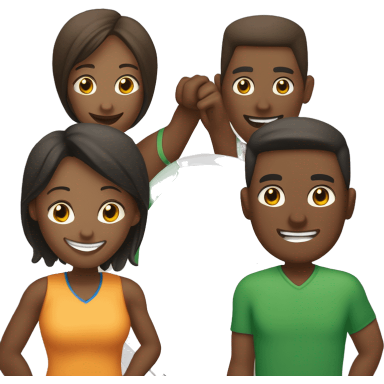 Four friends playing pickleball, 2 men and 2 women (1 man is brown skin) emoji