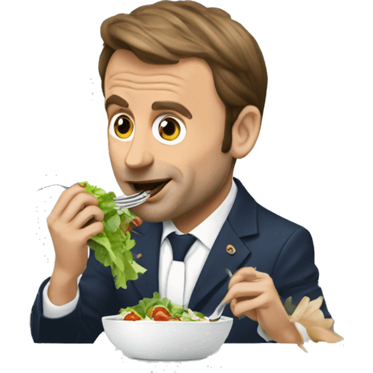 Emanuel macron eating a salad emoji