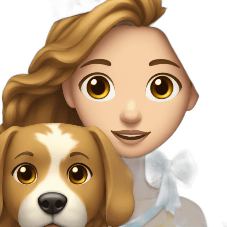 girl with blue eyes and a crown with a dog emoji