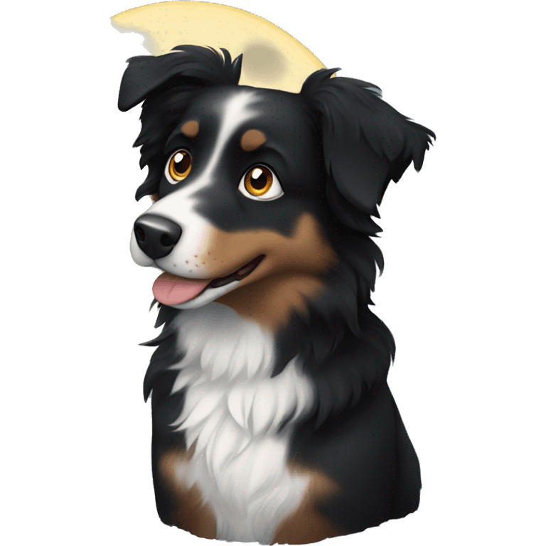 Small black australian shepherd dog moon emoji