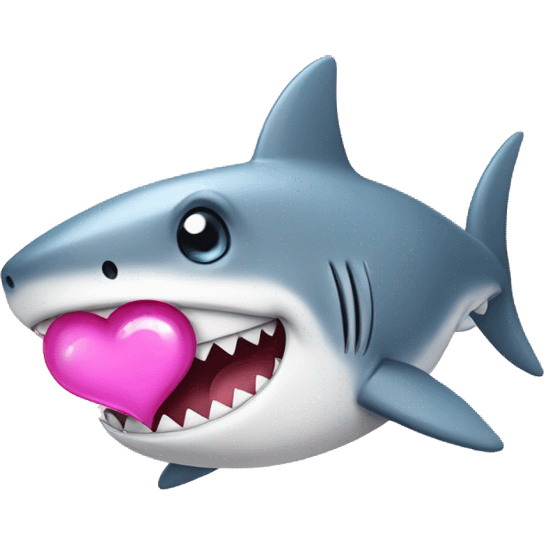 A cute shark who showing a pink coquette heart emoji