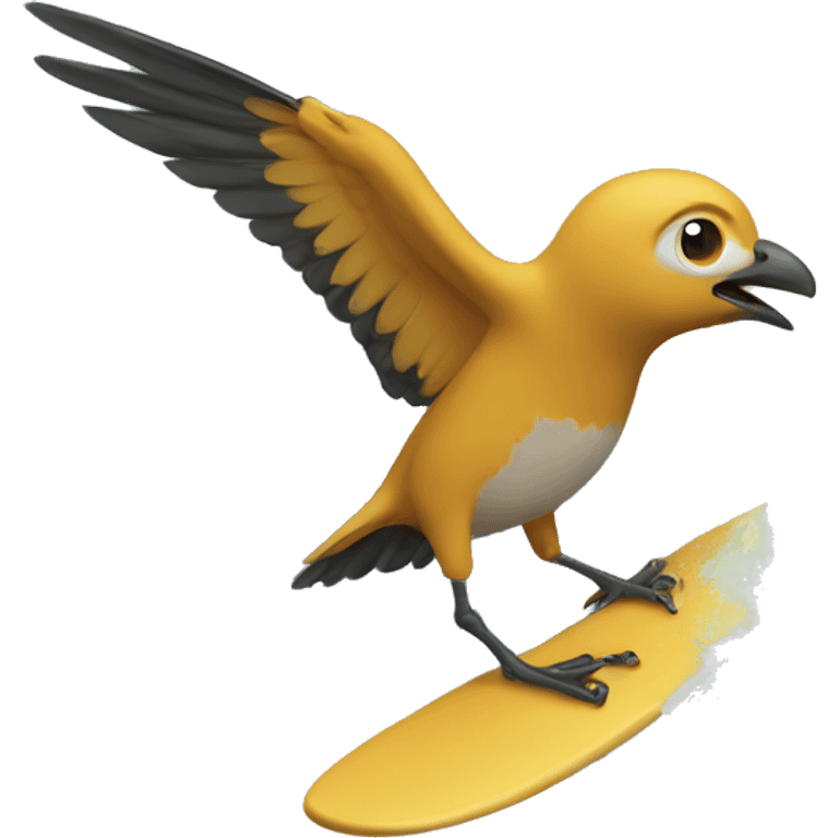 Bird surfing emoji