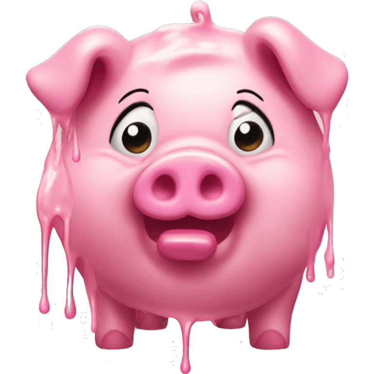 full body pink pig dripping with grease emoji