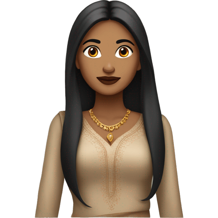 beautiful indian woman with dark brown eyes, very long straight hair and nice lipstick emoji