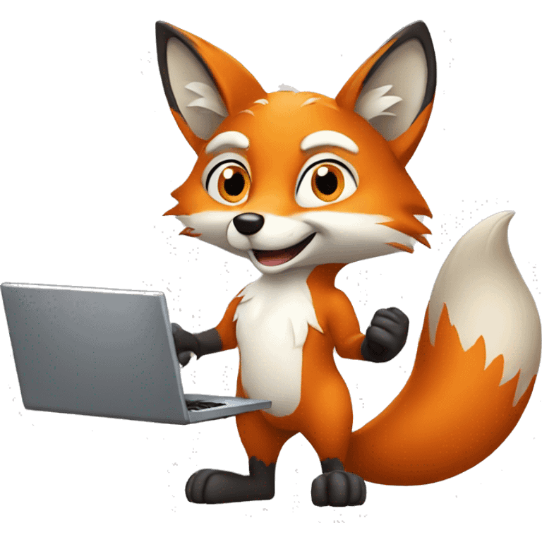 cartoon fox He holds the computer mouse in his left hand emoji