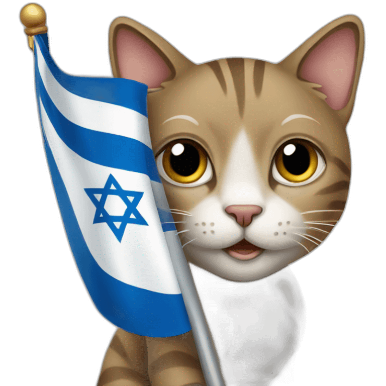 Cat holding israel flag emoji