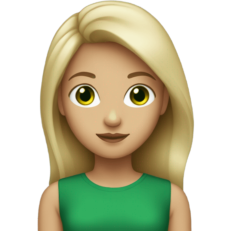 Dark blonde girl with green eyes. emoji