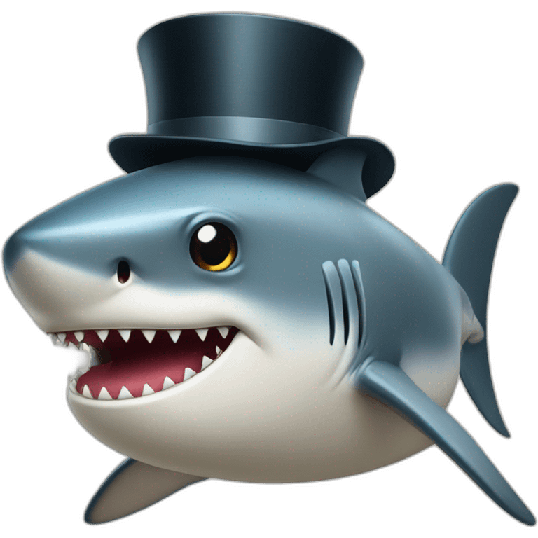 Shark with a top hat emoji