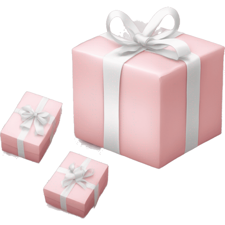 Light pink Christmas gifts under a white Christmas tree  emoji