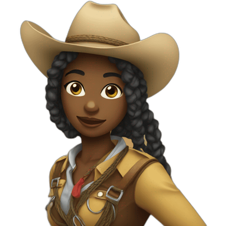 Black girl rodeo with rope emoji