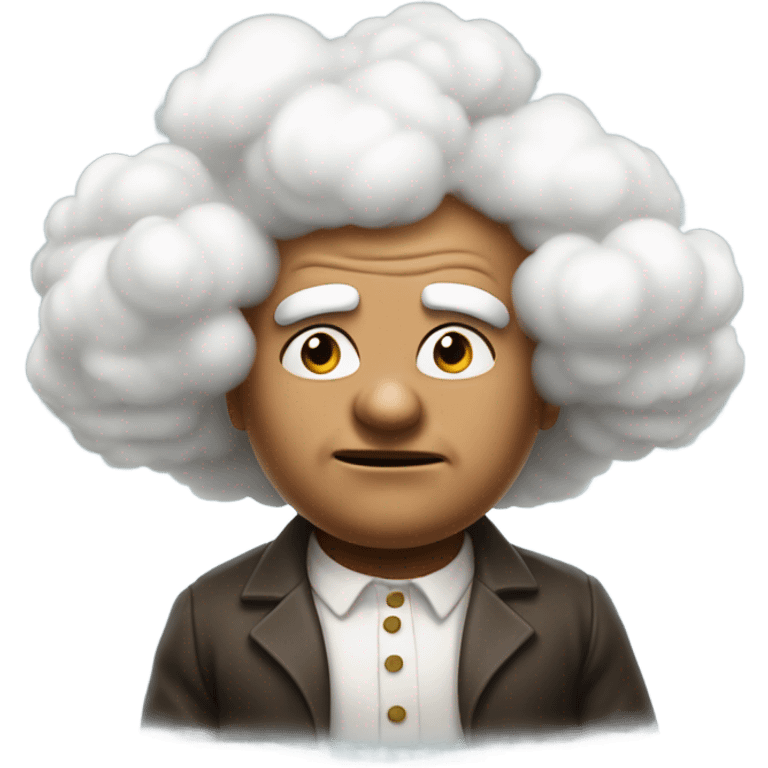 White, angry little Oompa Loompa blowing big clouds emoji