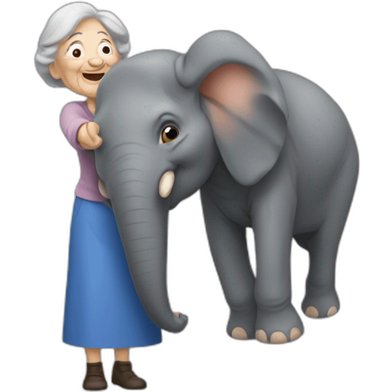 an old lady lifting an elephant emoji