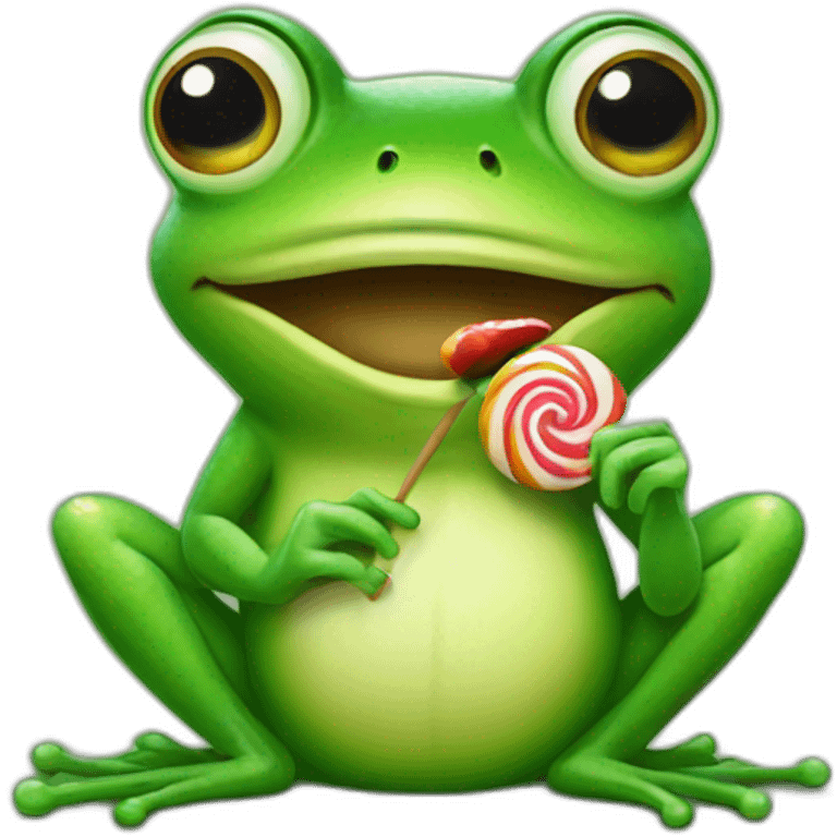 Frog holding a lollipop  emoji