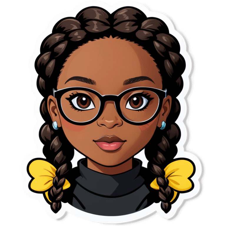 Black girl with braids and black glasses emoji