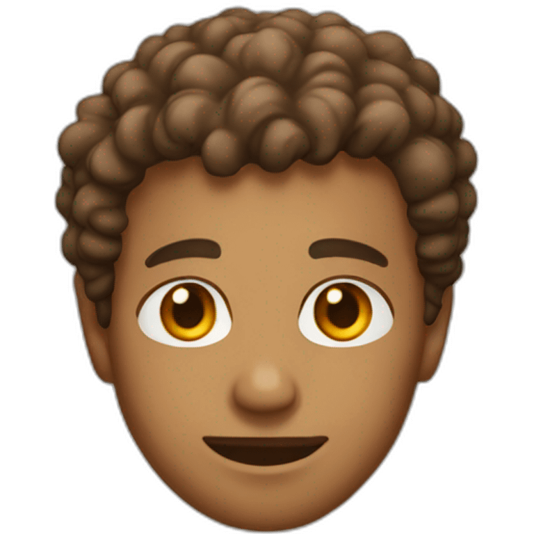 light brown man with short brown curly hair wearing dorky tshirt emoji