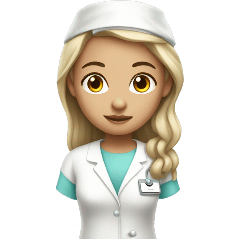 Girls as hospital patient in white hospital dress emoji