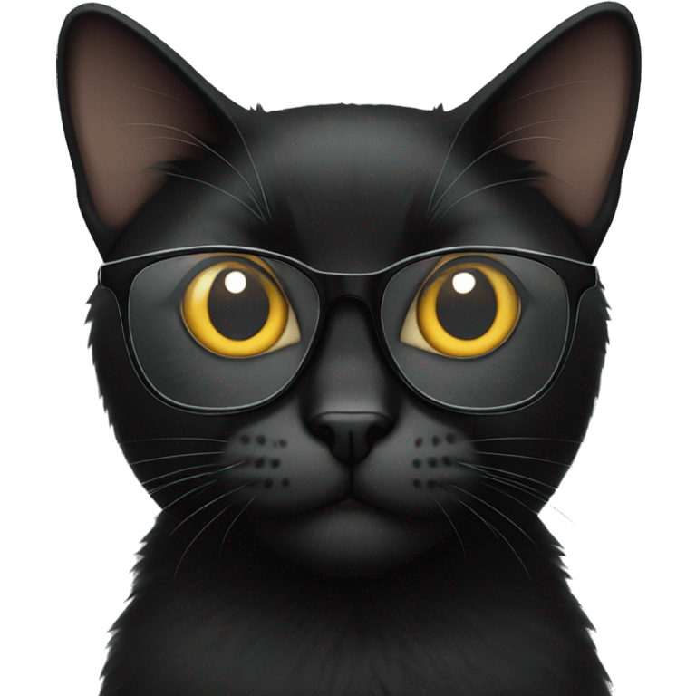 Black cat with glasses  emoji