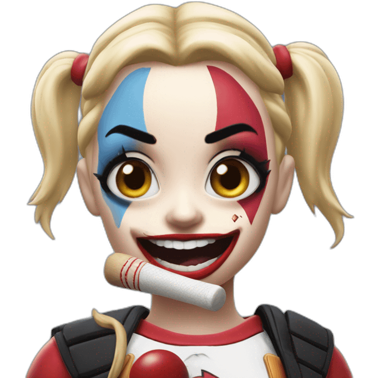 Harley Quinn with chewing gum and baseball bat emoji