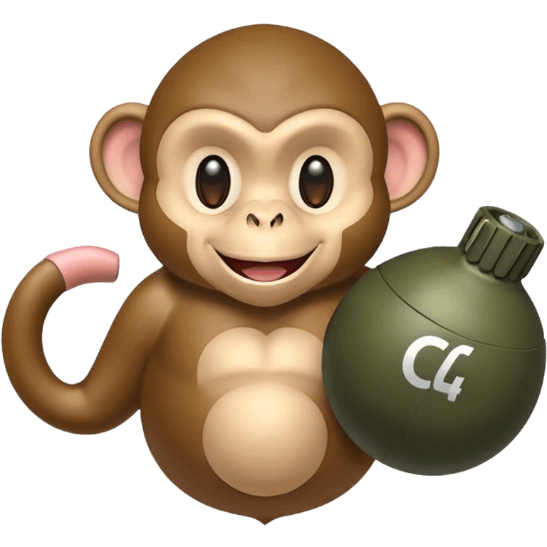 Smiling Monkey holding a C4 bomb  emoji