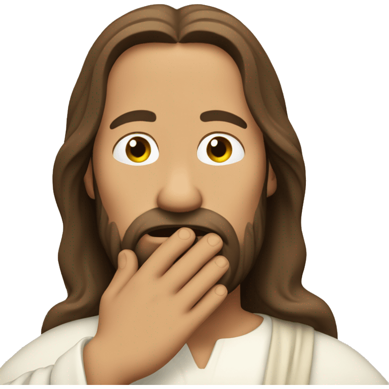 jesus listening with hand over ear emoji