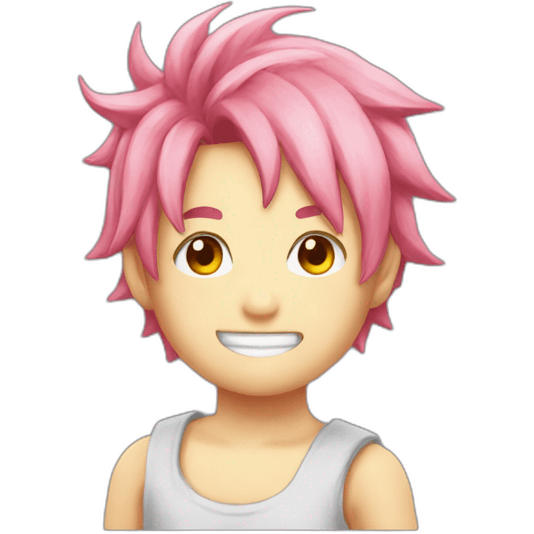 Natsu - pink hair - fire emoji