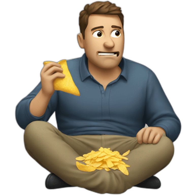 lazy man eating chips emoji