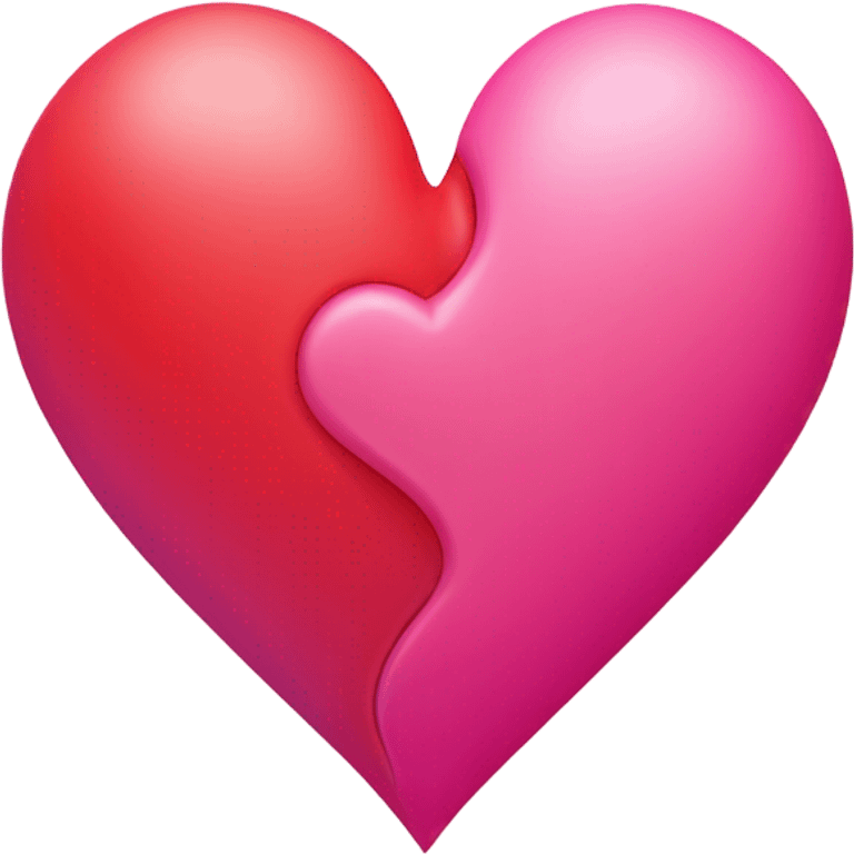 heart made of pink and red halves emoji