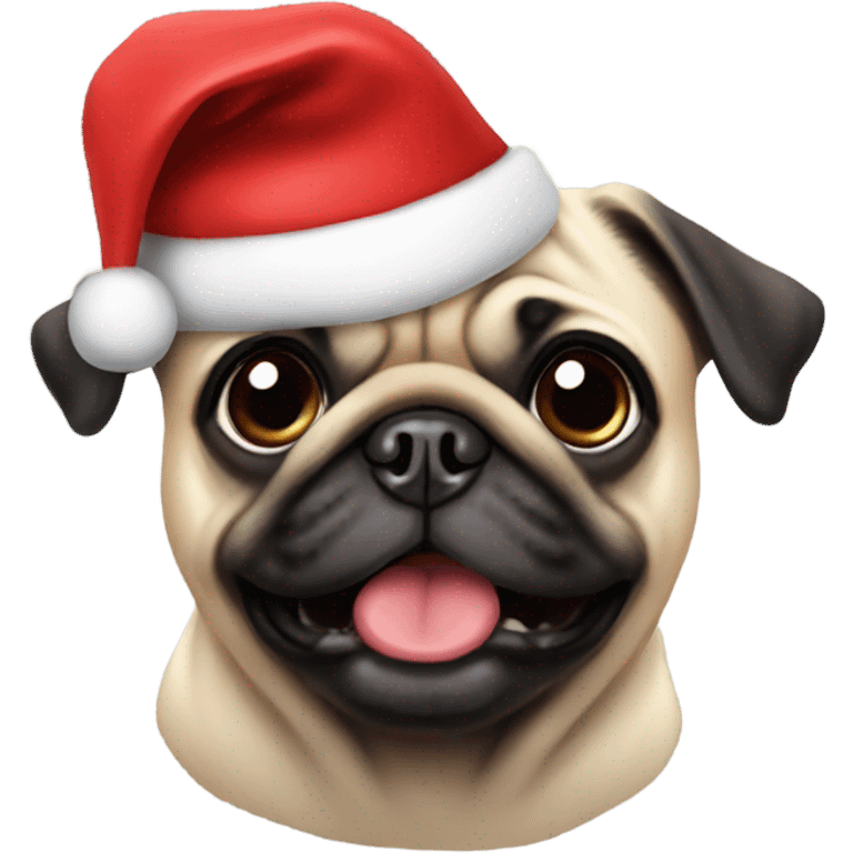 Pug wearing Santa hat emoji