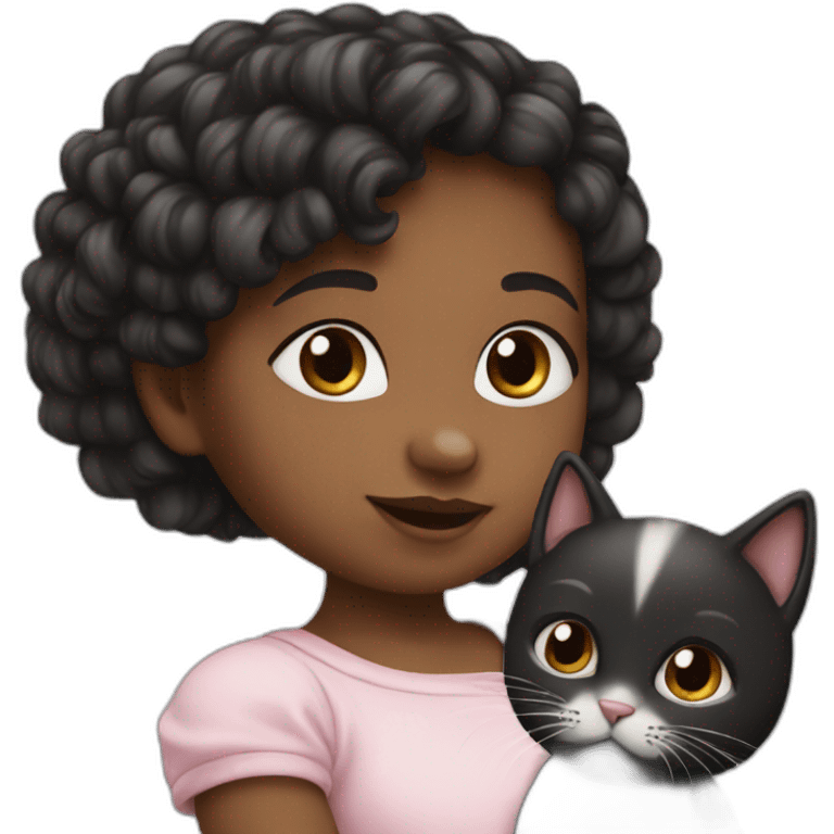 Baby girl with 2 cats 1black 1 white  emoji