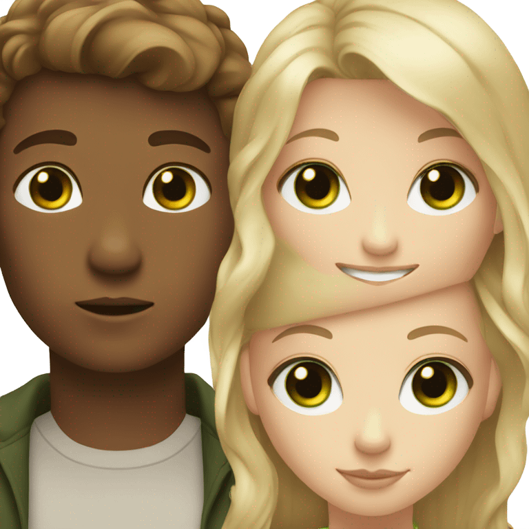 brown hair girl and blonde hair green eye boy emoji