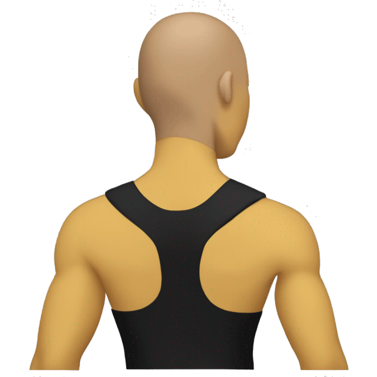 shoulder press viewed from back. yellow skin tone, no hair. black tank top emoji