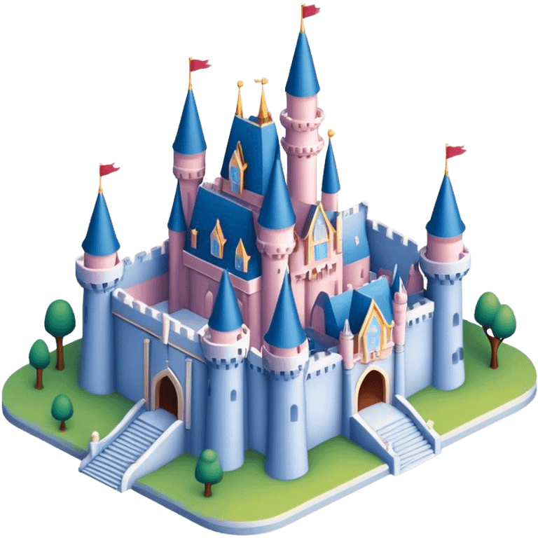 Isometric 3D Disney castle emoji