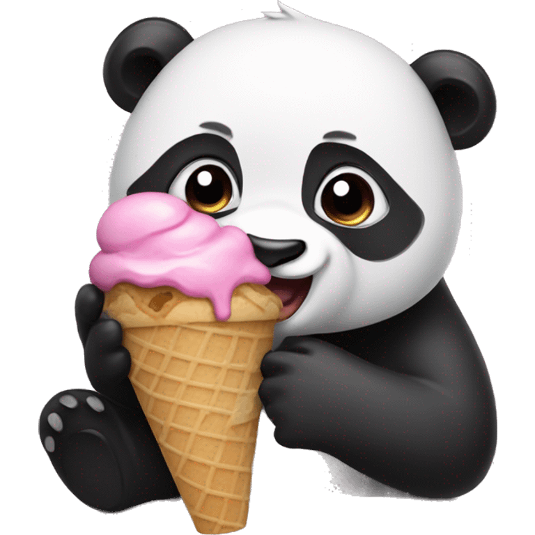 Panda eating ice cream emoji