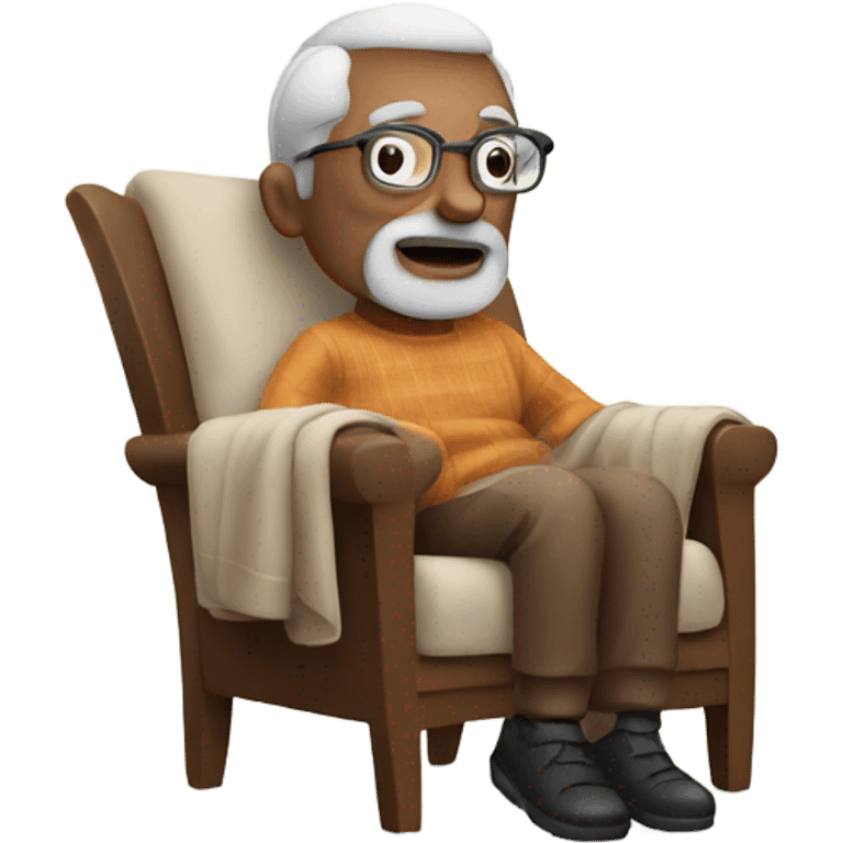 Grandad sitting on a chair with a blanket  emoji