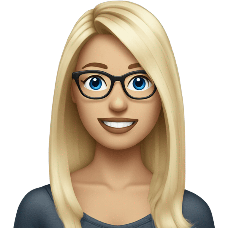 Blonde balayage hair white women blue eyes and small glasses cell phone  emoji