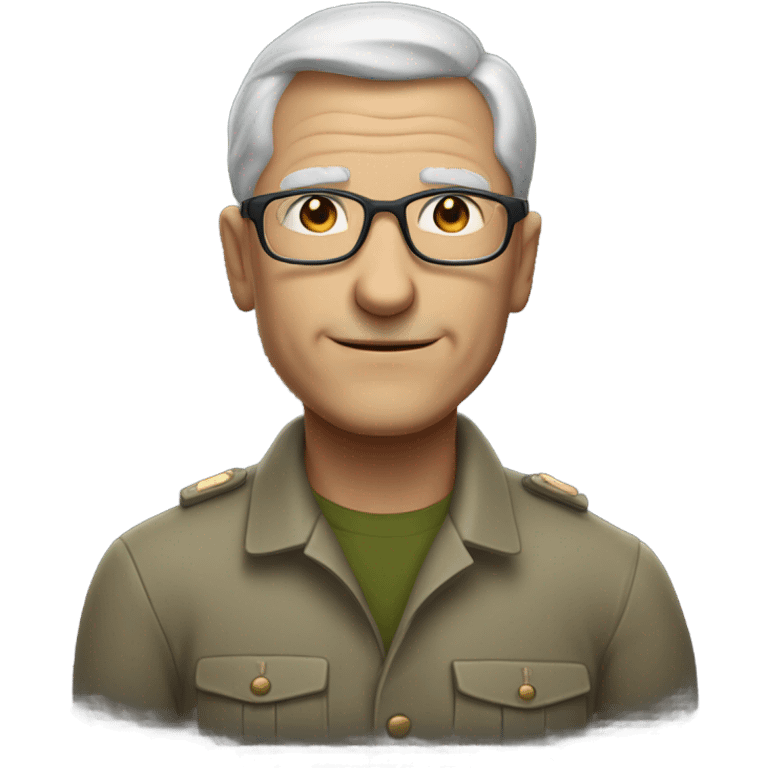 an old white soldier who has glasses and such gray hair, such short hair, but he also had to be thick
 emoji