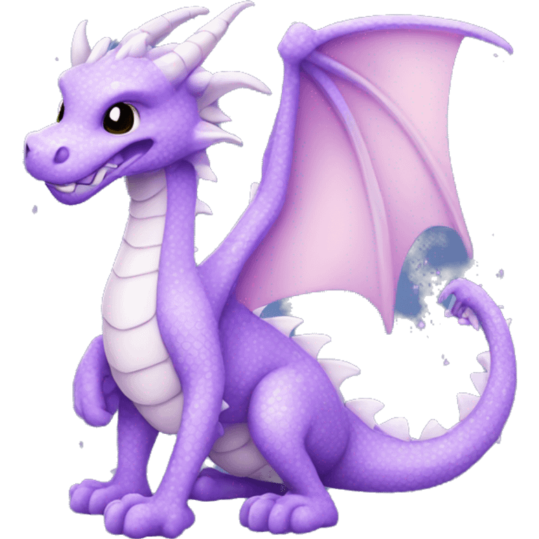 Lavender colored dragon with sparkles around it emoji