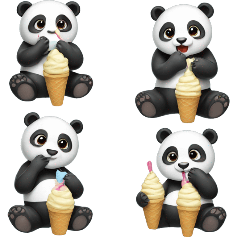 Panda eating ice cream emoji