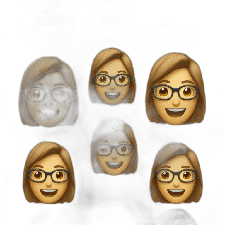 Mujer 50 años sonriente, con pelo marrón cortoondulado y lentes emoji