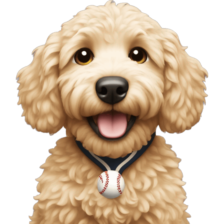 mini golden doodle playing baseball emoji