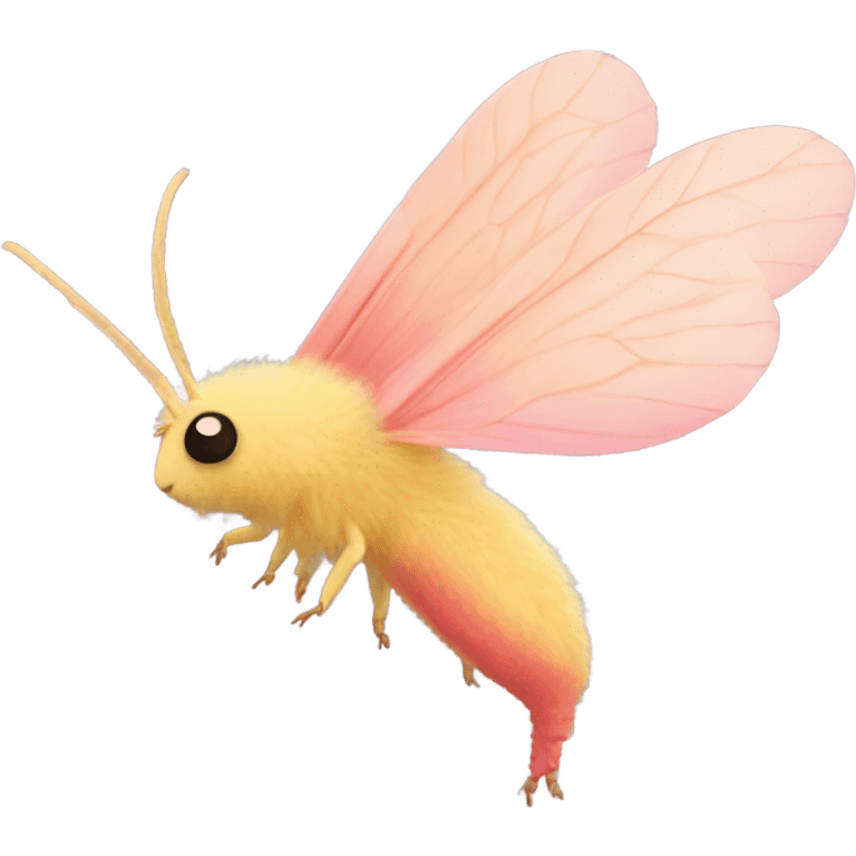 Fluffy Rosy maple moth side profile emoji