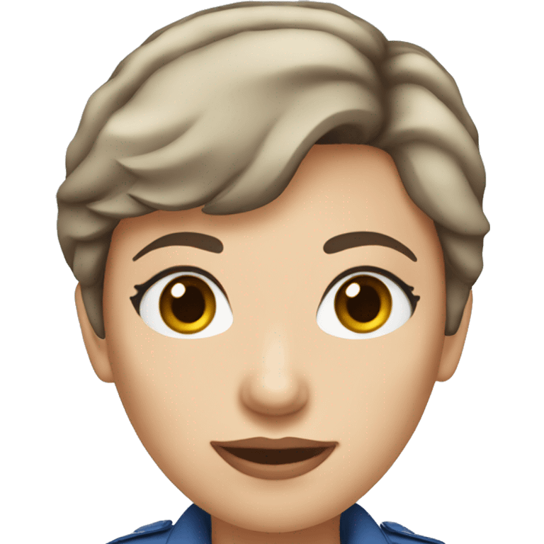 White Air Force woman with short brown hair and blue eyes emoji