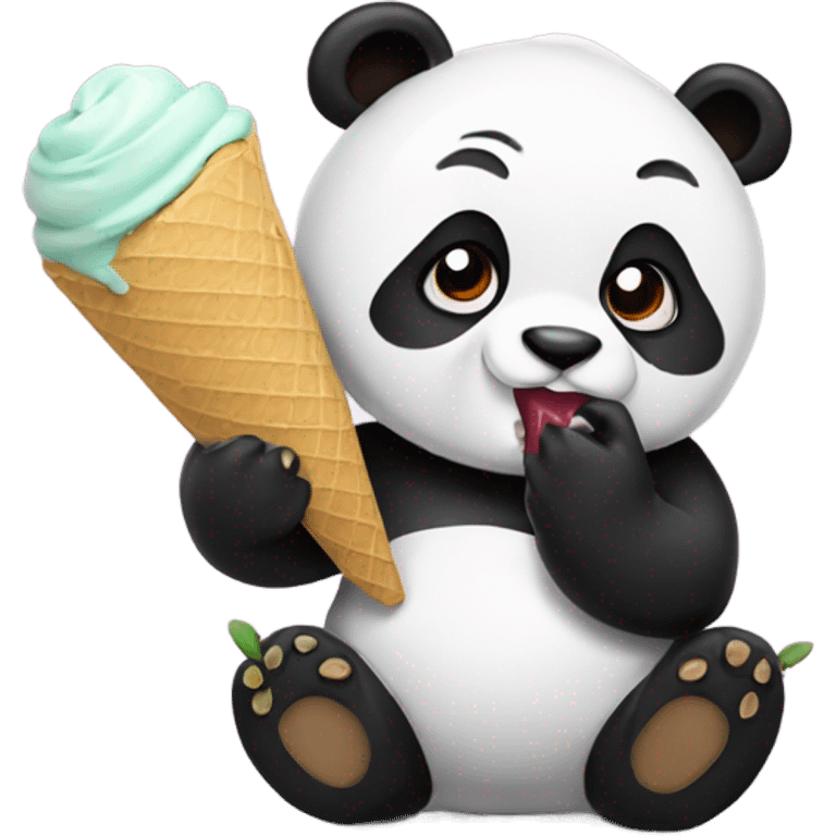 Panda eating ice cream emoji