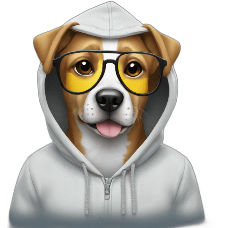 Dog with a hoodie with cool glasses  emoji