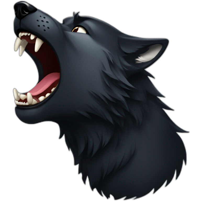 Black wolf growling  emoji