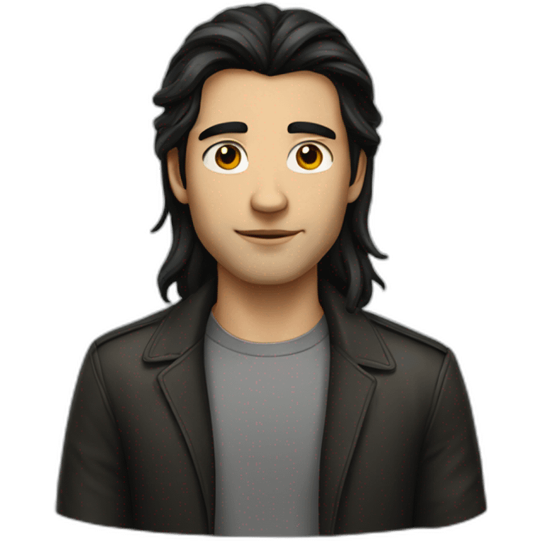 young dark-haired man with long hair emoji