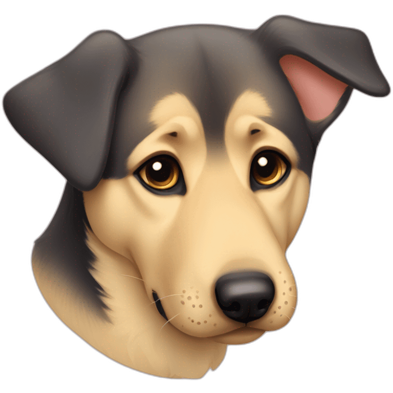 Light yellow lab floppy ears German shepherd face mutt chubby face emoji