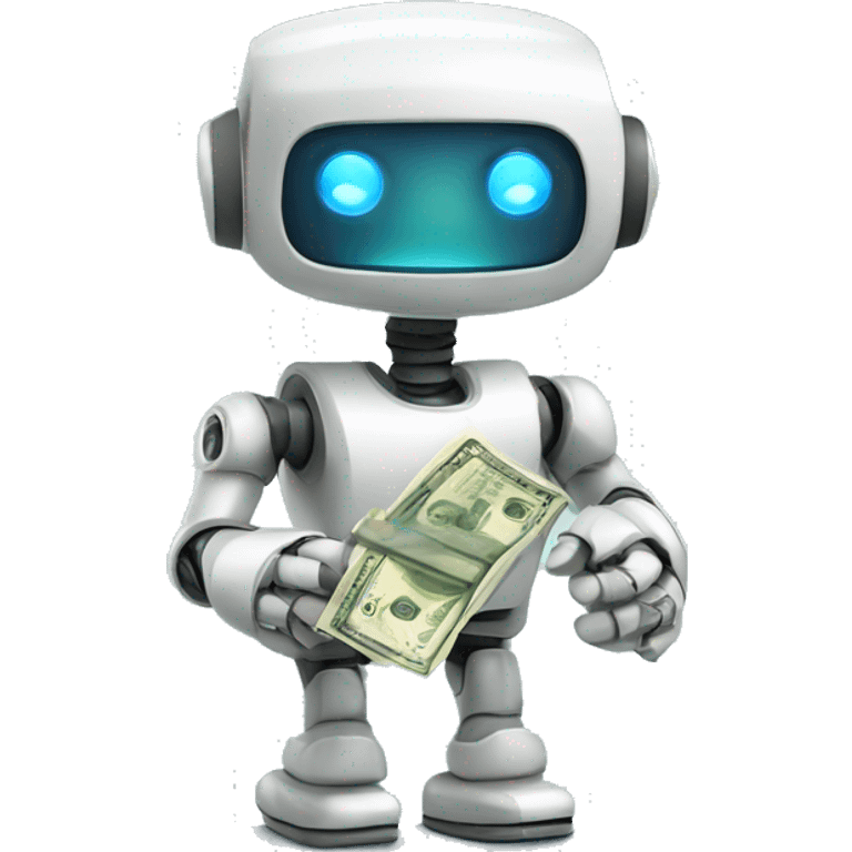 Cute robot with money emoji