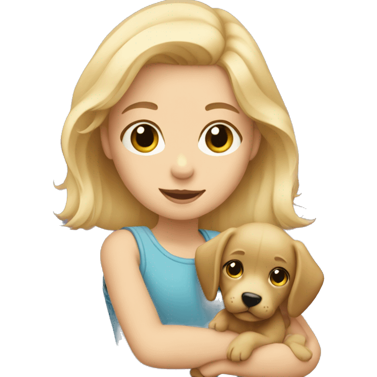 Blonde girl holding a puppy emoji